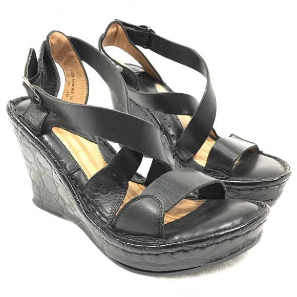 born black wedge sandals
